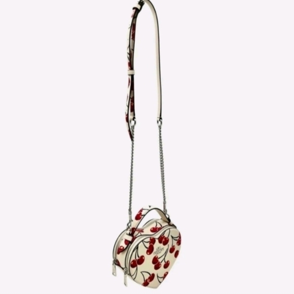 Coach Heart-Shaped Cherry Print Bag - Cream and Red - Picture 5 of 8
